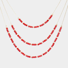 Load image into Gallery viewer, Red Faceted Beaded Triple Layered Bib Necklace
