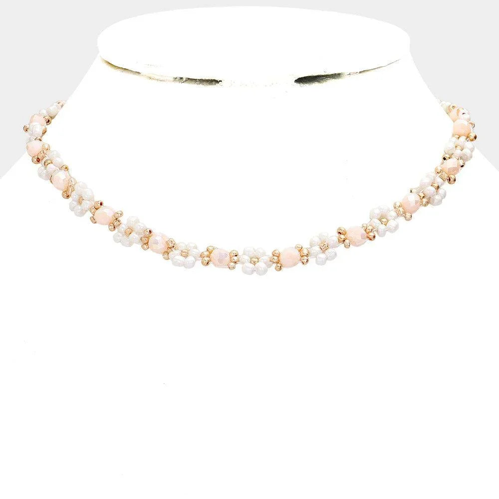 Ivory Flower Beaded Necklace - Jewelry Store by Erik Rayo