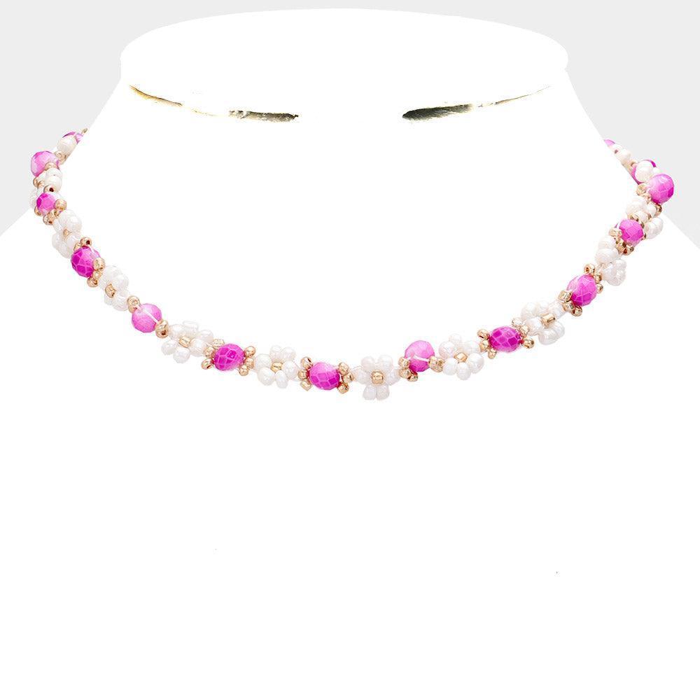 Lavender Flower Beaded Necklace - Jewelry Store by Erik Rayo