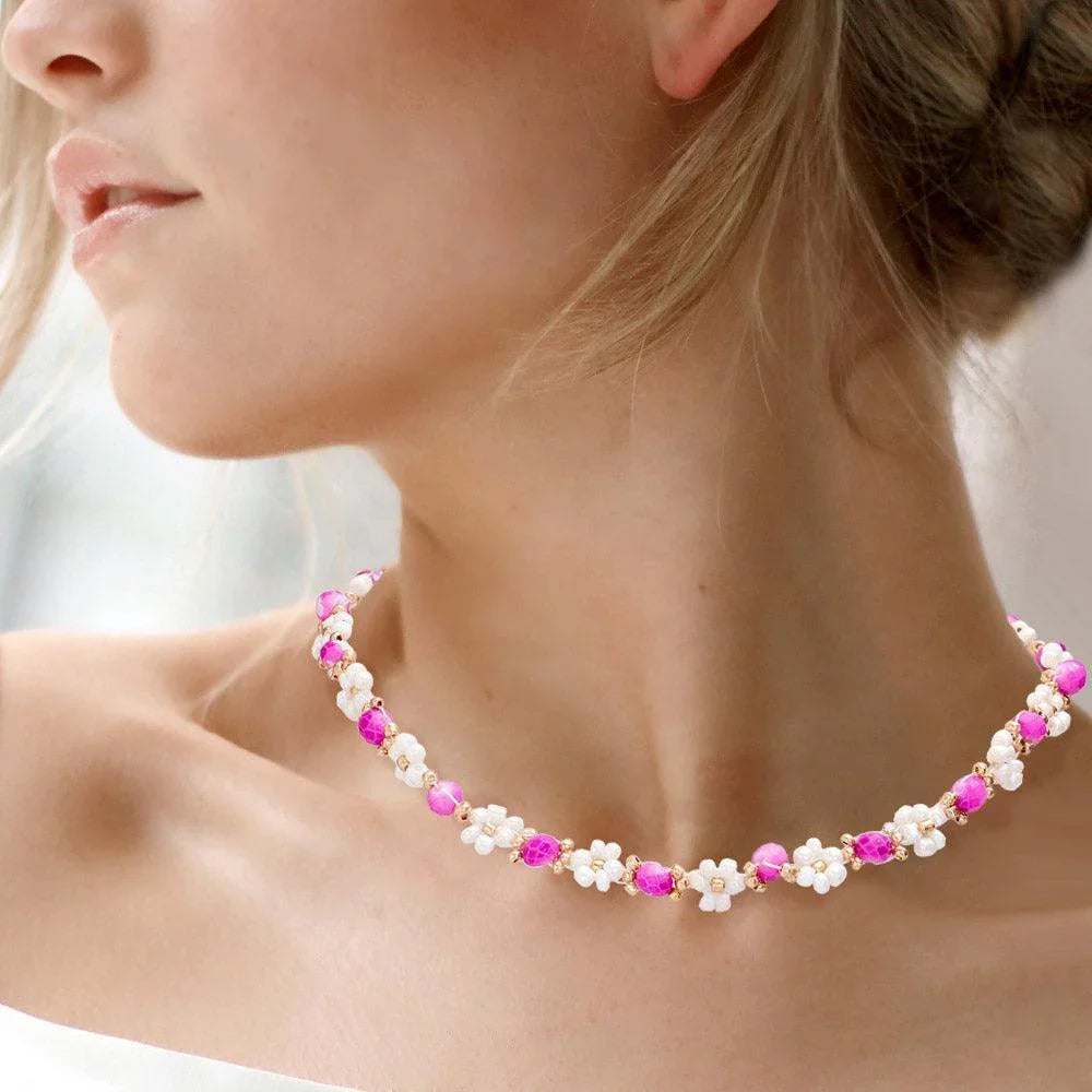 Lavender Flower Beaded Necklace - Jewelry Store by Erik Rayo