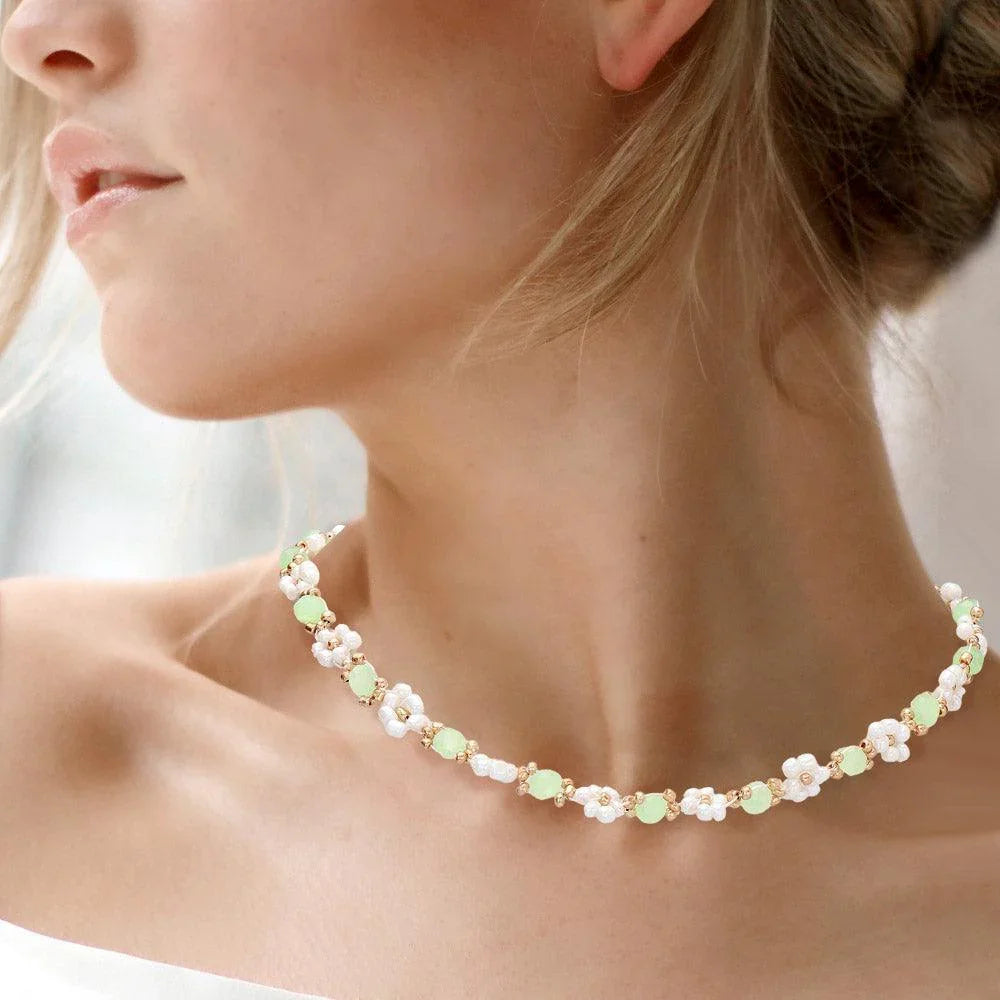 Gold Flower Beaded Necklace - Jewelry Store by Erik Rayo
