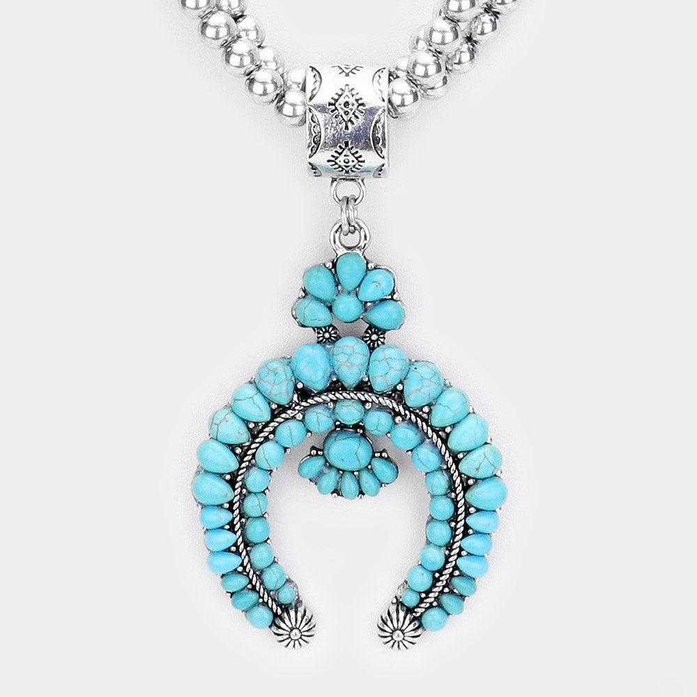 Turquoise Natural Stone Tribal Ball 3 Row Necklace - Jewelry Store by Erik Rayo