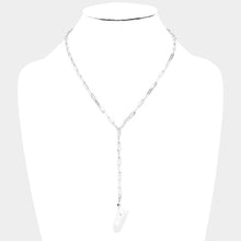 Load image into Gallery viewer, Silver Dropped Natural Stone Y Necklace
