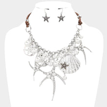 Load image into Gallery viewer, Pearl embellished starfish shell pendant necklace
