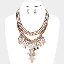 Load image into Gallery viewer, Gold Antique Stone Embellished Statement Necklace
