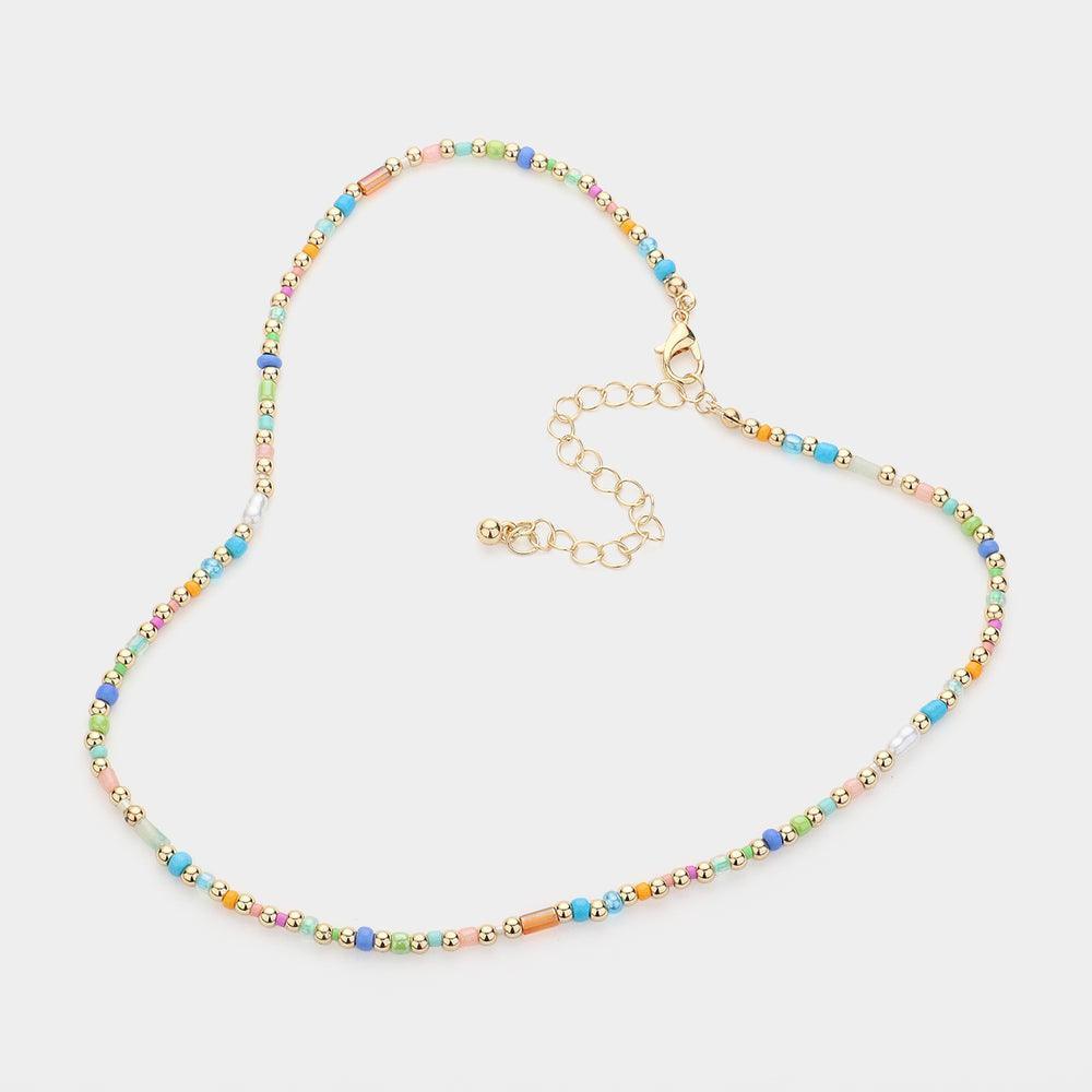 Gold Pearl Metal Multi Beaded Necklace - Jewelry Store by Erik Rayo