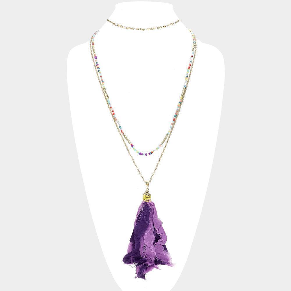 Gold Fabric Tassel Layered Choker Necklace - Jewelry Store by Erik Rayo