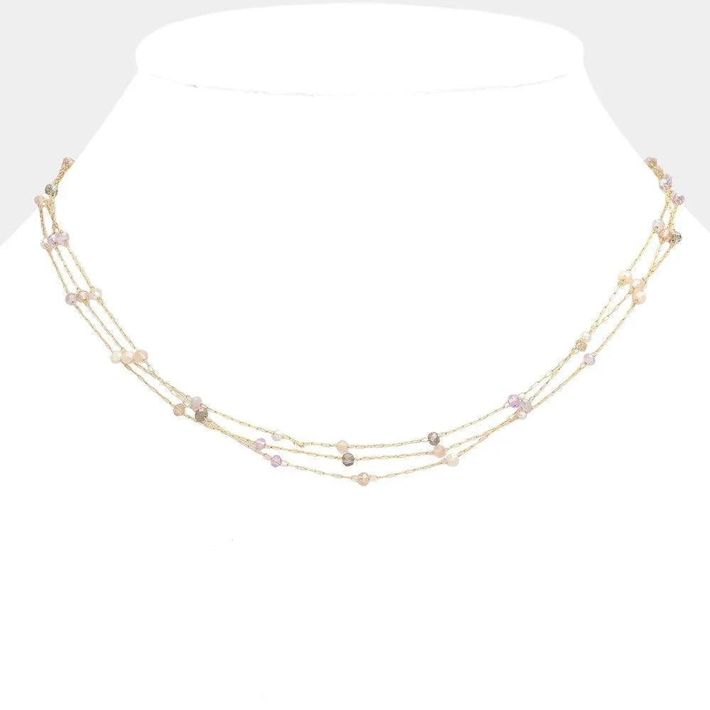 Gold Bead Strand Triple Layered Necklace - Jewelry Store by Erik Rayo