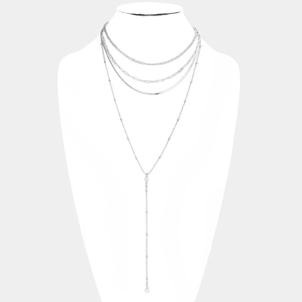 Tiny Lucite Bead Pointed Multi Layered Y Necklace - Jewelry Store by Erik Rayo