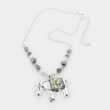 Load image into Gallery viewer, Silver Abalone Elephant Multi Bead Necklace
