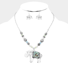 Load image into Gallery viewer, Silver Abalone Elephant Multi Bead Necklace
