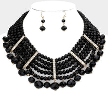 Load image into Gallery viewer, Black Stone Embellished Faceted Beaded Collar Necklace
