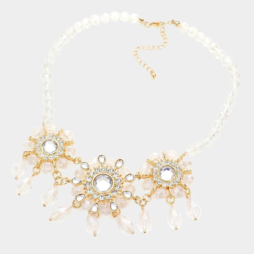 Gold Floral Bead Embellished Link Necklace - Jewelry Store by Erik Rayo