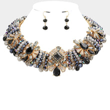 Load image into Gallery viewer, Black Multi Stone Faceted Beaded Collar Necklace
