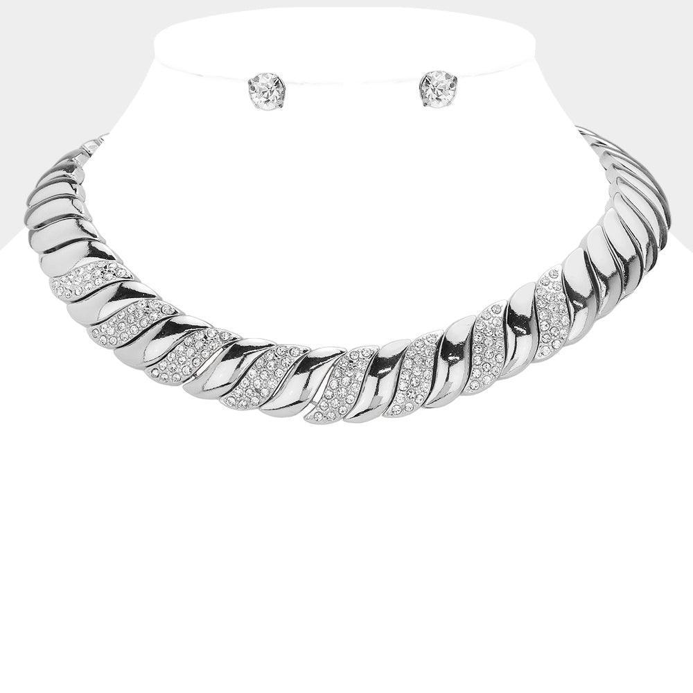Stone Paved Metal Spiral Collar Necklace - Jewelry Store by Erik Rayo