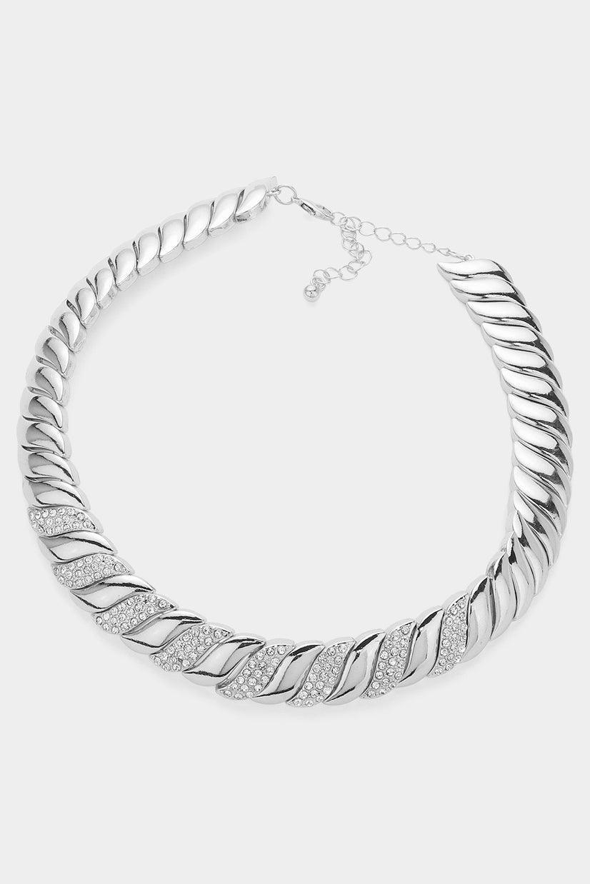 Stone Paved Metal Spiral Collar Necklace - Jewelry Store by Erik Rayo