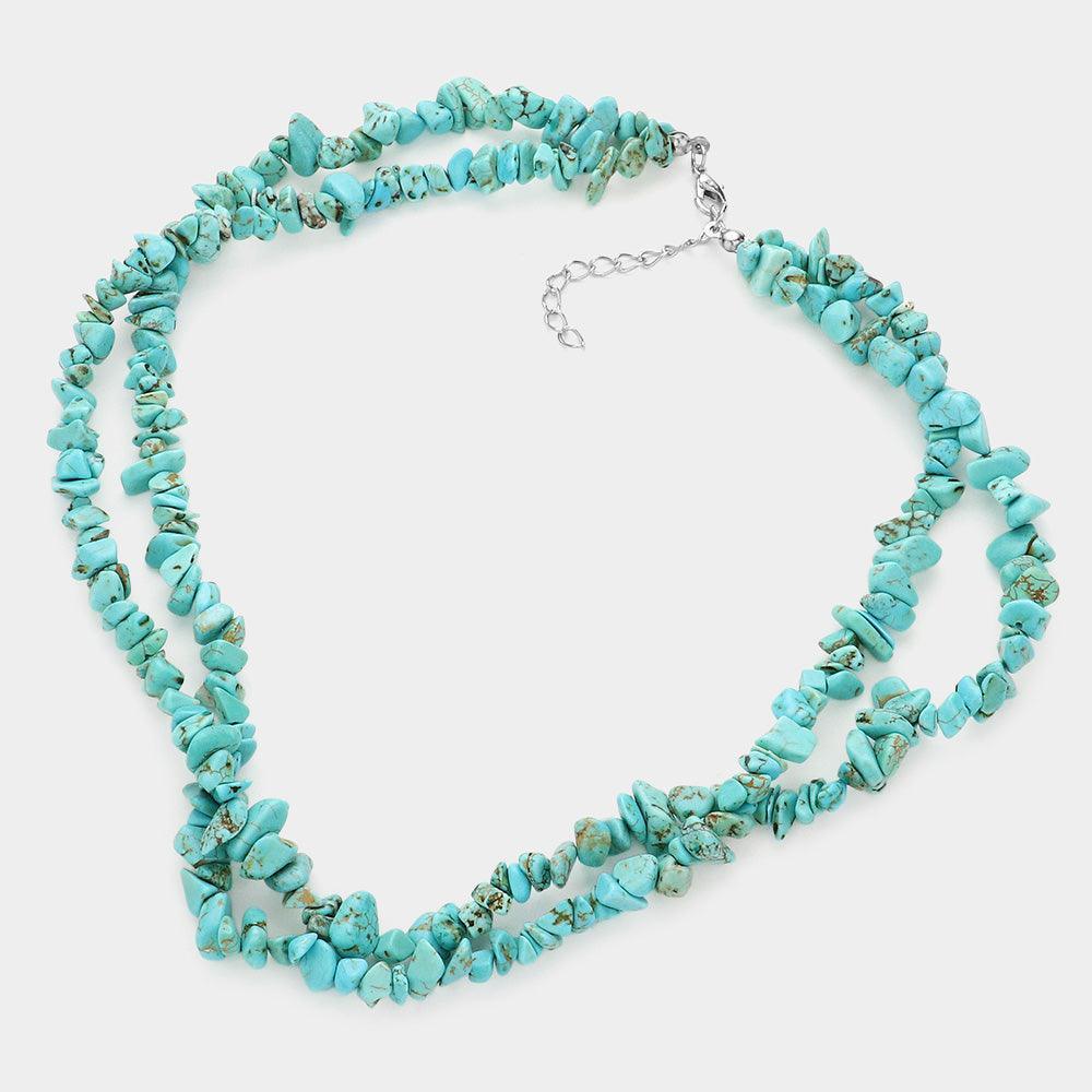 Turquoise Natural Stone Double Layered Necklace - Jewelry Store by Erik Rayo