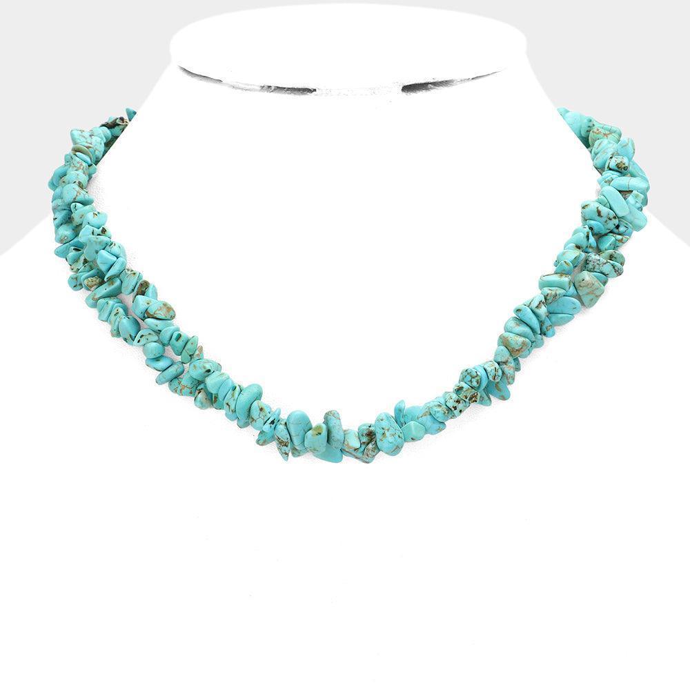 Turquoise Natural Stone Double Layered Necklace - Jewelry Store by Erik Rayo