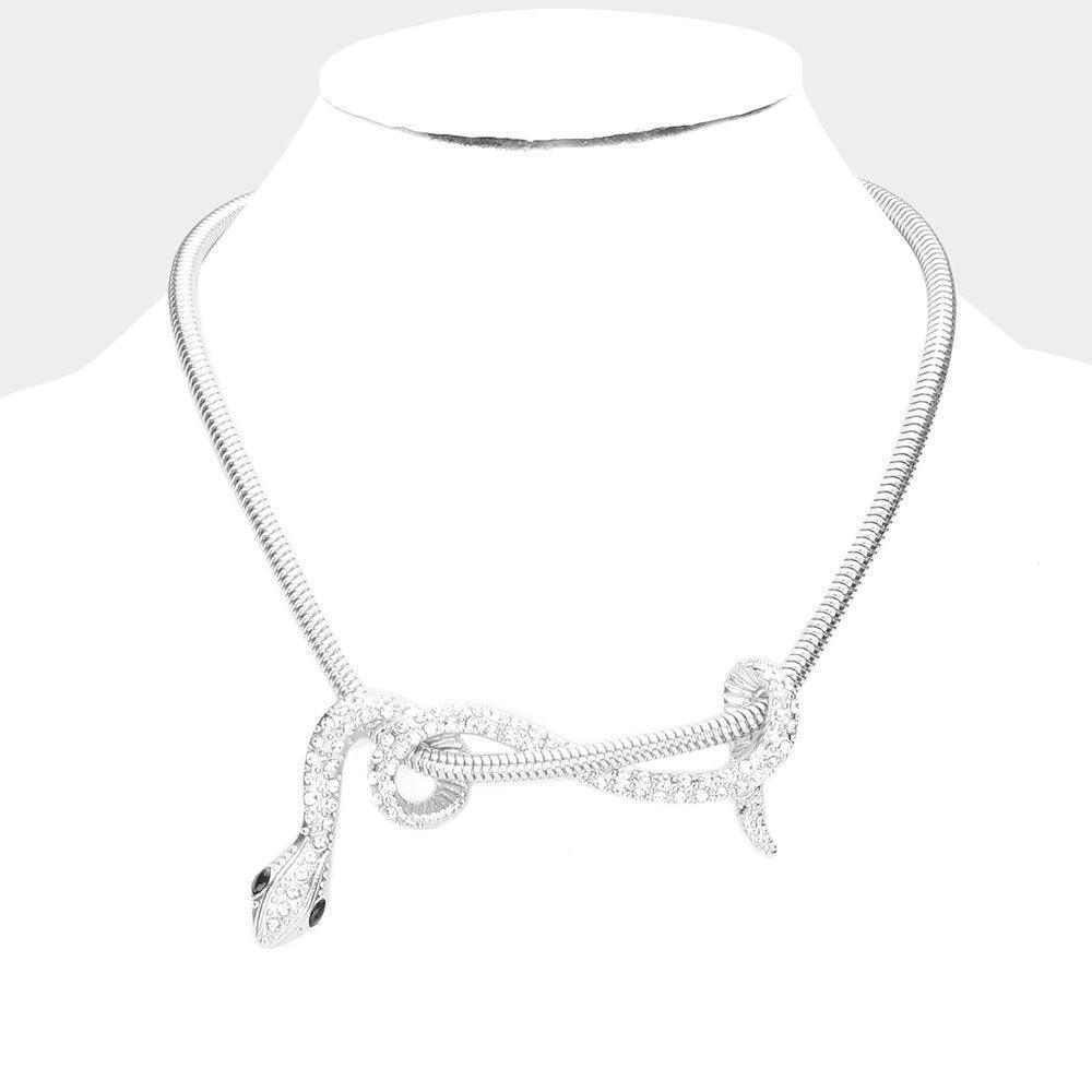 Stone Embellished Snake Pendant Necklace - Jewelry Store by Erik Rayo
