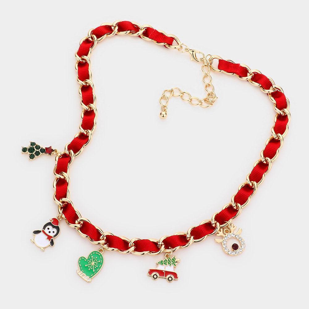 Red Christmas Tree Santa Hat Penguin Glove Car Rudolph Pendant Necklace - Jewelry Store by Erik Rayo