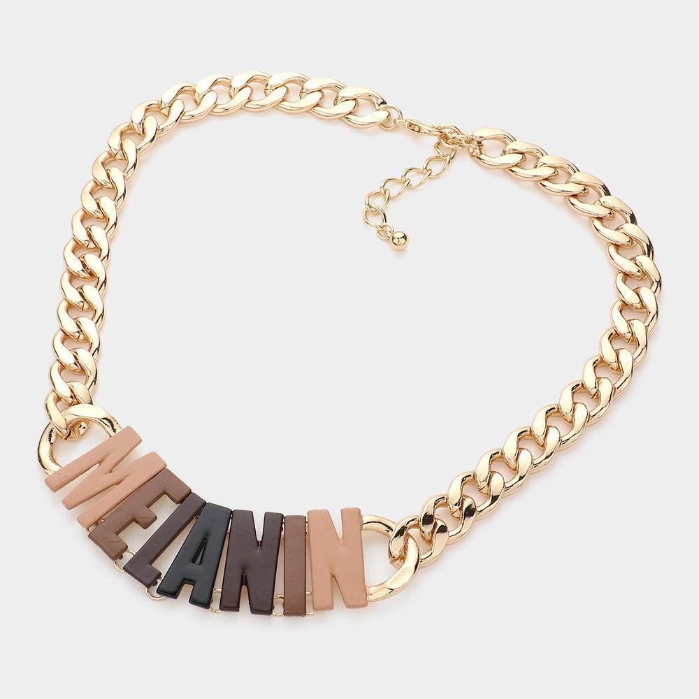 Gold Melanin Message Necklace - Jewelry Store by Erik Rayo