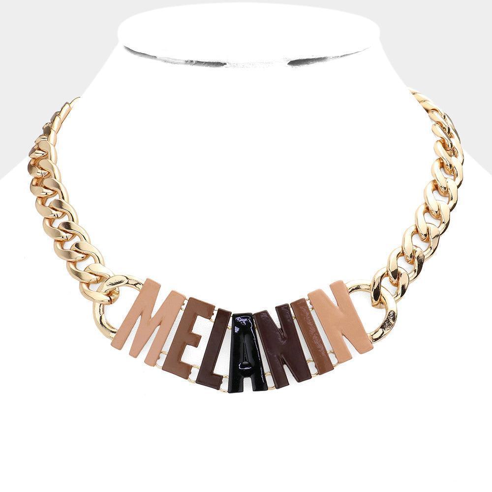 Gold Melanin Message Necklace - Jewelry Store by Erik Rayo