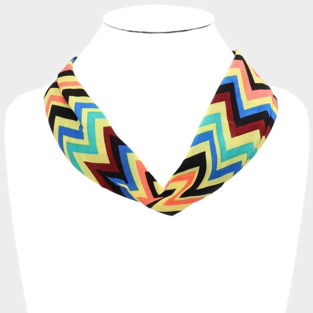 Chevron Pattern Fabric Chiffon Necklace - Jewelry Store by Erik Rayo