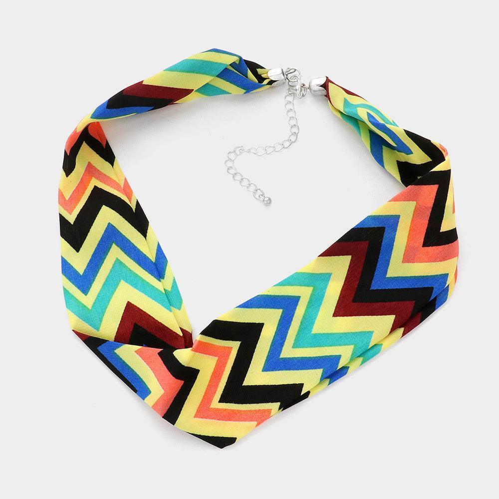 Chevron Pattern Fabric Chiffon Necklace - Jewelry Store by Erik Rayo