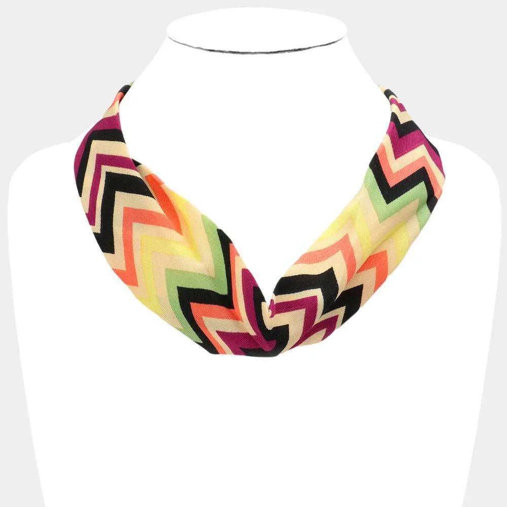 Chevron Pattern Fabric Chiffon Necklace - Jewelry Store by Erik Rayo