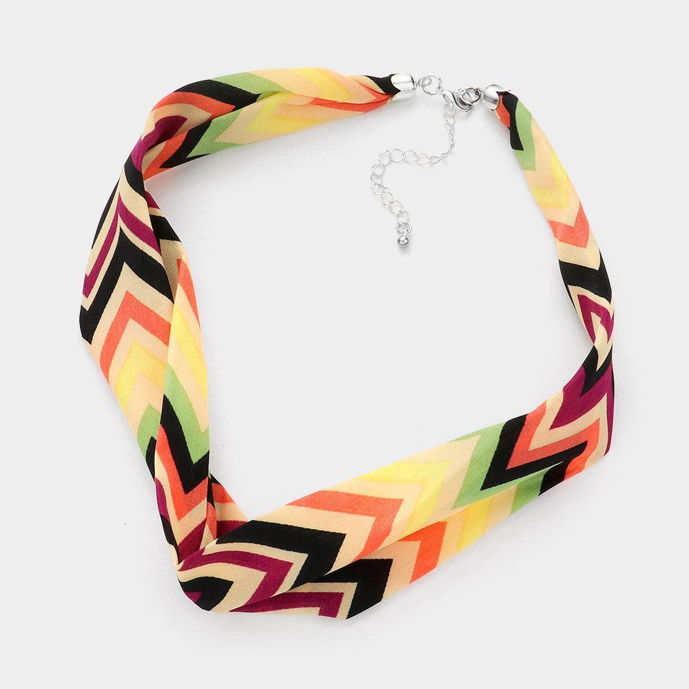 Chevron Pattern Fabric Chiffon Necklace - Jewelry Store by Erik Rayo