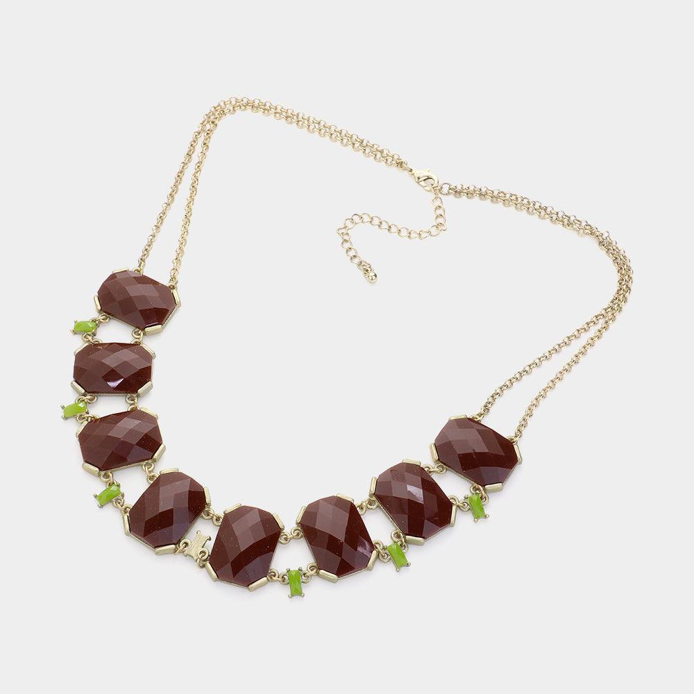 Brown Faceted Stone Link Necklace - Jewelry Store by Erik Rayo