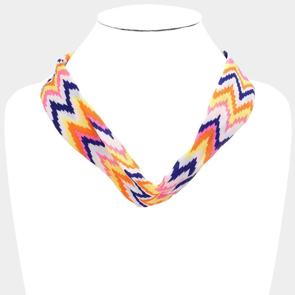 Chevron Pattern Fabric Chiffon Necklace - Jewelry Store by Erik Rayo