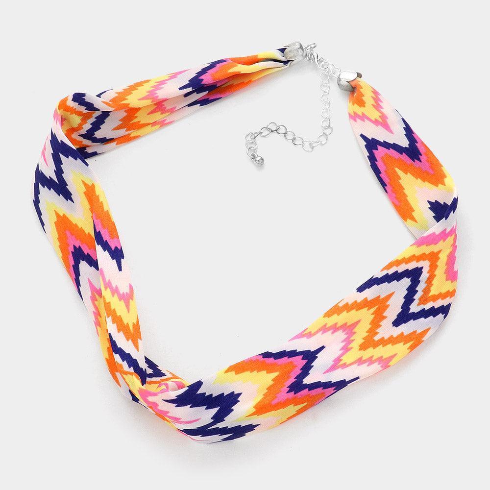 Chevron Pattern Fabric Chiffon Necklace - Jewelry Store by Erik Rayo