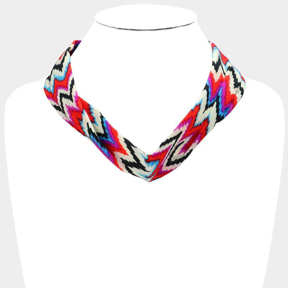 Chevron Patterned Fabric Chiffon Necklace - Jewelry Store by Erik Rayo