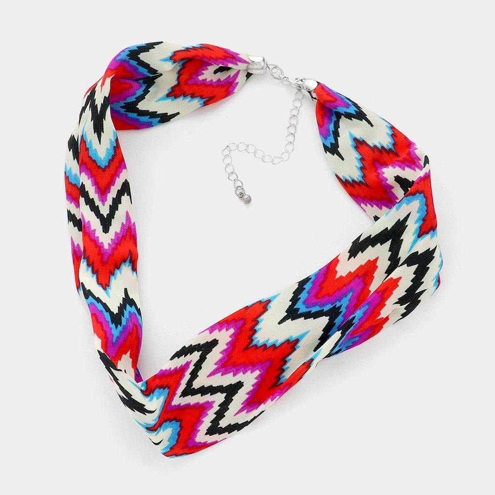 Chevron Patterned Fabric Chiffon Necklace - Jewelry Store by Erik Rayo