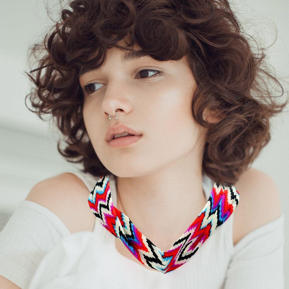 Chevron Patterned Fabric Chiffon Necklace - Jewelry Store by Erik Rayo