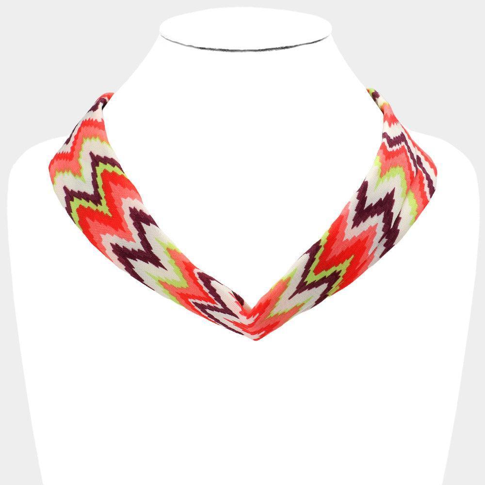 Chevron Pattern Fabric Chiffon Necklace - Jewelry Store by Erik Rayo