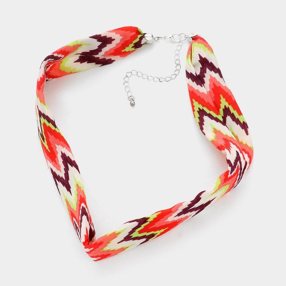 Chevron Pattern Fabric Chiffon Necklace - Jewelry Store by Erik Rayo