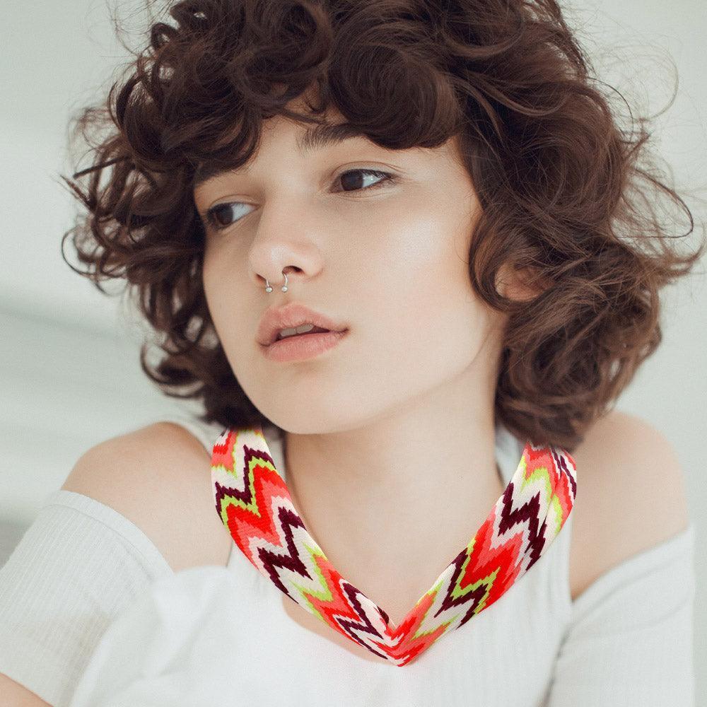 Chevron Pattern Fabric Chiffon Necklace - Jewelry Store by Erik Rayo