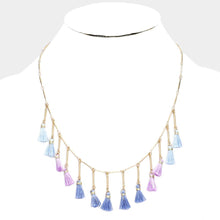 Load image into Gallery viewer, Gold Tassel Drop Bib Necklace
