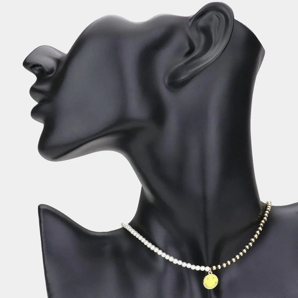 Cream Smile Pearl Faceted Beaded Necklace - Jewelry Store by Erik Rayo