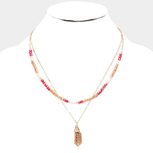 Load image into Gallery viewer, Gold 
Colorful Faceted Bead Layered Chain Tassel Necklace
