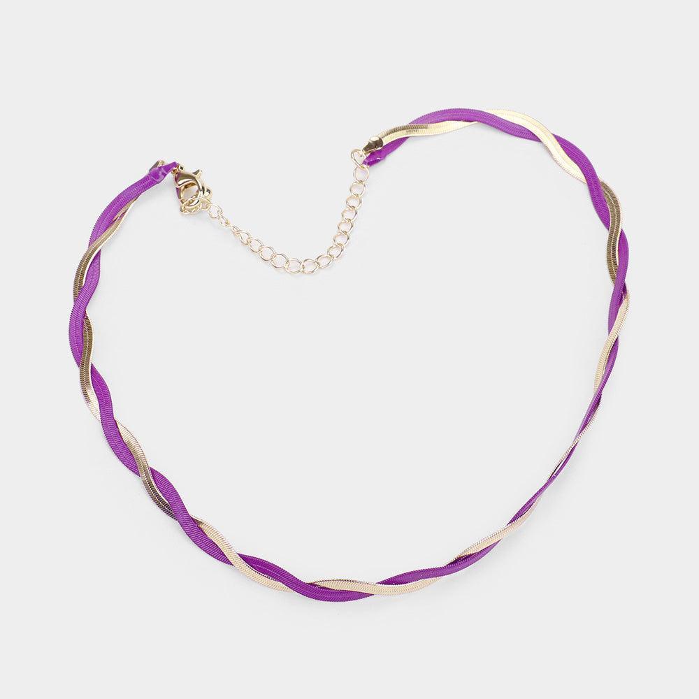 Purple Twist Gold Snake Metal Chain Necklace - Jewelry Store by Erik Rayo