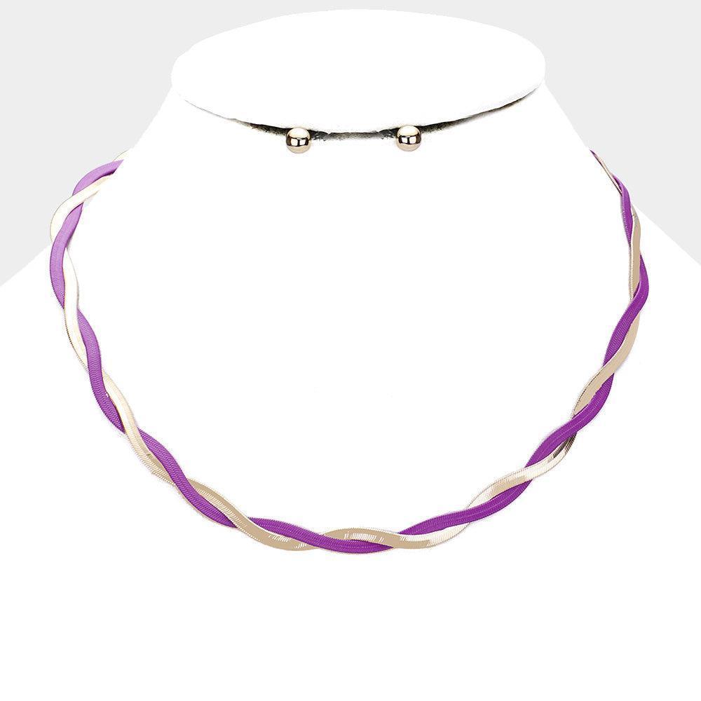 Purple Twist Gold Snake Metal Chain Necklace - Jewelry Store by Erik Rayo