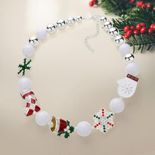 Load image into Gallery viewer, Silver Snowflake Christmas Socks Jingle Bell Glove Pointed Beaded Necklace
