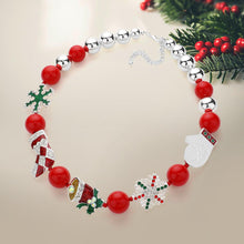 Load image into Gallery viewer, Red Snowflake Christmas Socks Jingle Bell Glove Pointed Beaded Necklace
