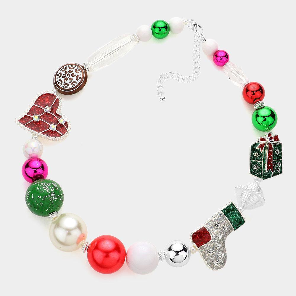 Heart Christmas Sock Gift Pearl Beaded Necklace - Jewelry Store by Erik Rayo