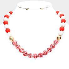Load image into Gallery viewer, Red Christmas Theme Wood Beads Necklace
