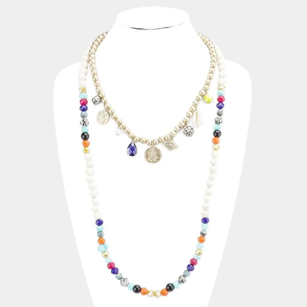 Multi Pendant Semi Precious Wood Ball Necklace - Jewelry Store by Erik Rayo