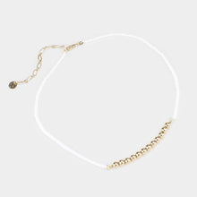 Load image into Gallery viewer, White Faceted Beaded Metal Ball Accented Necklace
